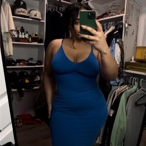 Blue Spaghetti Strap Bodycon Dress